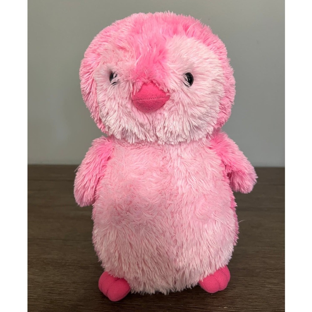 Destination Nation Pink Penguin Plush Stuffed Animal Shaggy Bird Toy Pink 9"